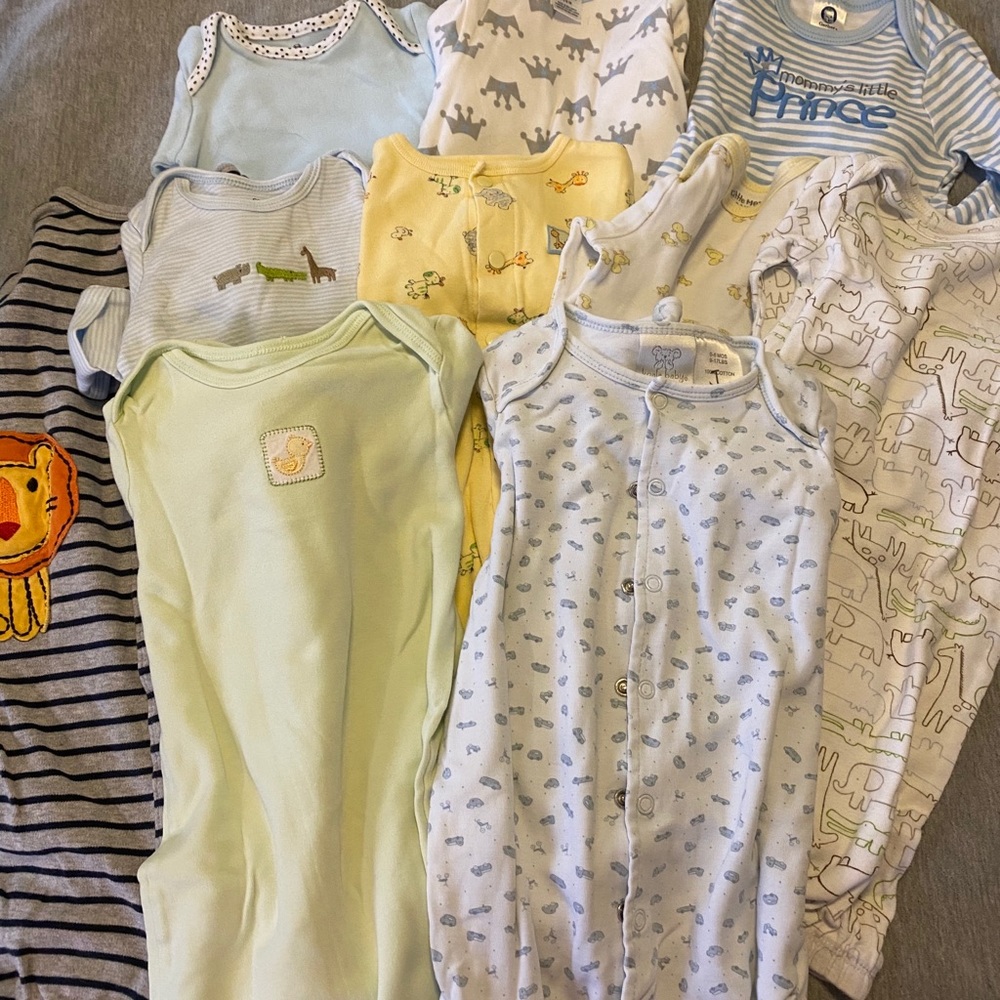 Set of 10 0-6 month infant night gowns